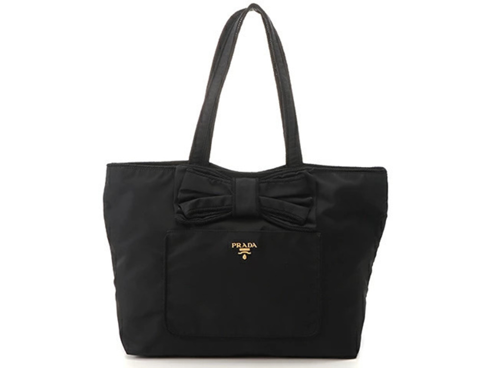 Prada ribbon tote bag black